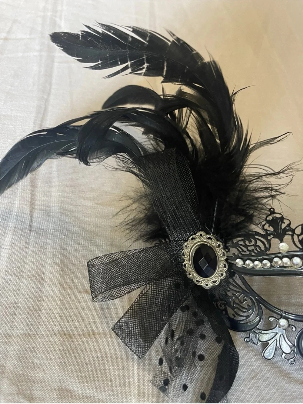 Black Crystal Filigree Venetian Masquerade Mask